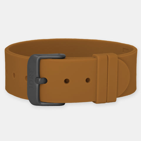 Brown Silicone Strap - Matte Rose Gold Buckle