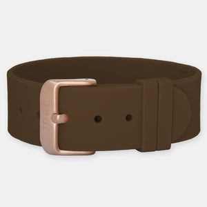 Brown Silicone Strap - Matte Rose Gold Buckle