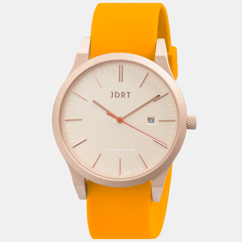 Matte Rose Gold / Tan Silicone