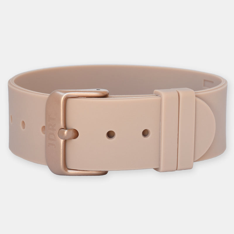 Tan Silicone Strap - Matte Rose Gold Buckle