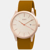 Matte Rose Gold / Tan Silicone