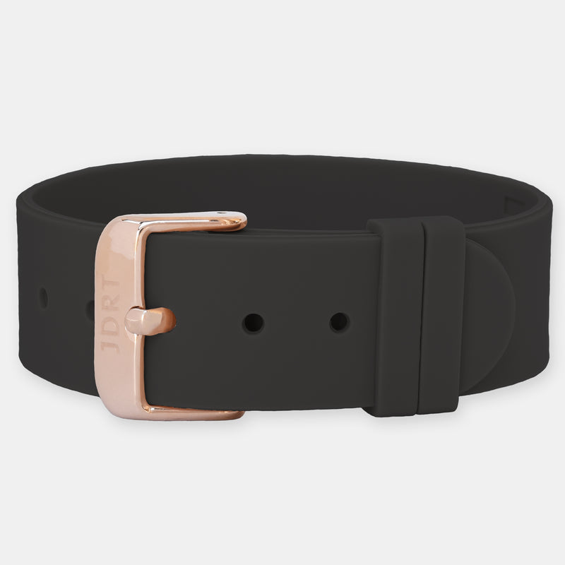 Jet Silicone Strap - Rose Gold Buckle