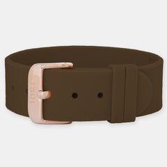 Brown Silicone Strap - Rose Gold Buckle