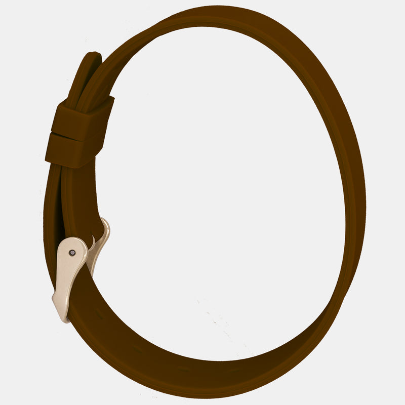 Brown Silicone Strap - Matte Rose Gold Buckle