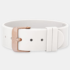 White Silicone Strap - Rose Gold Buckle