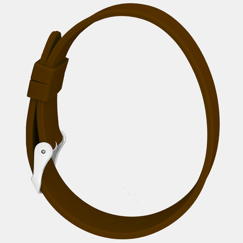 Brown Silicone Strap - Silver Buckle