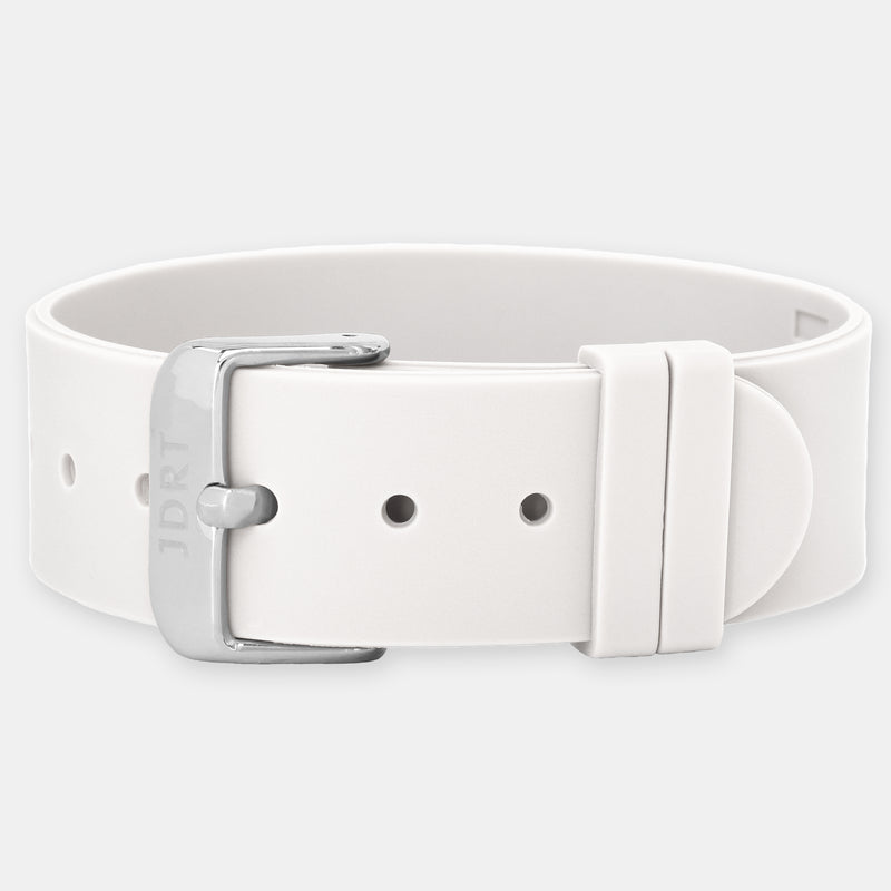 White Silicone Strap - Silver Buckle